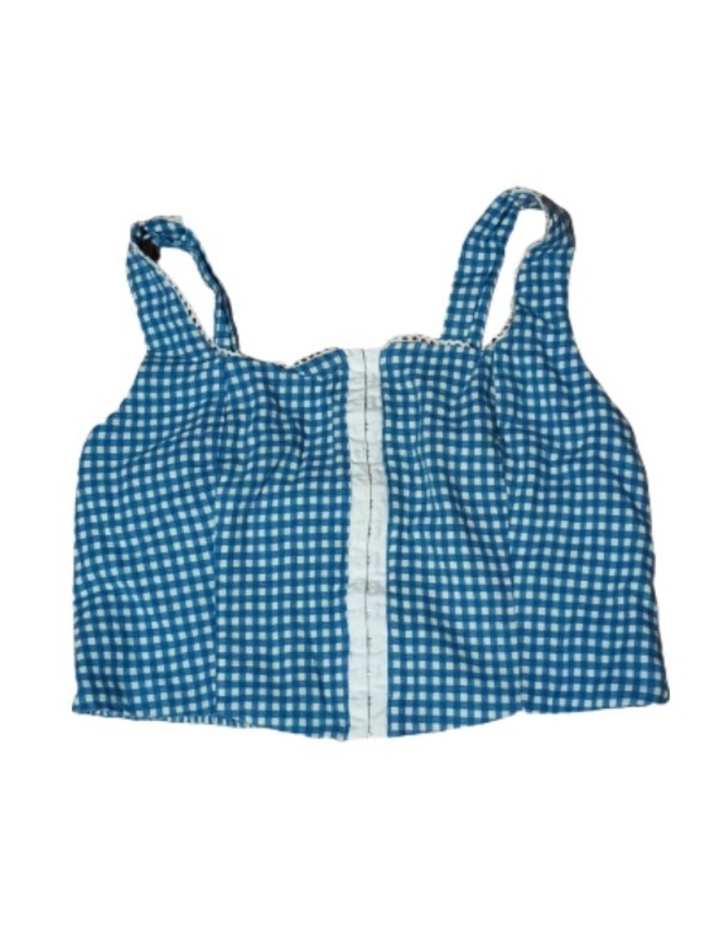 Monteau Los Angeles Gingham Button-Front Tank Top with White Trim
